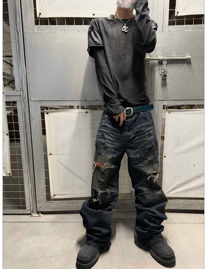 SPRAY FADE WHISKER 3D STRAIGHT DENIM