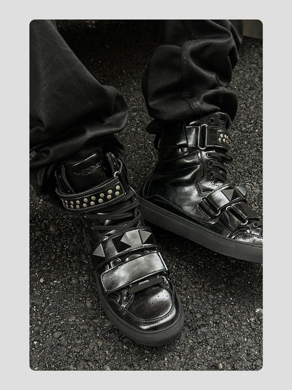 METAL RIVET HIGH TOP SNEAKERS