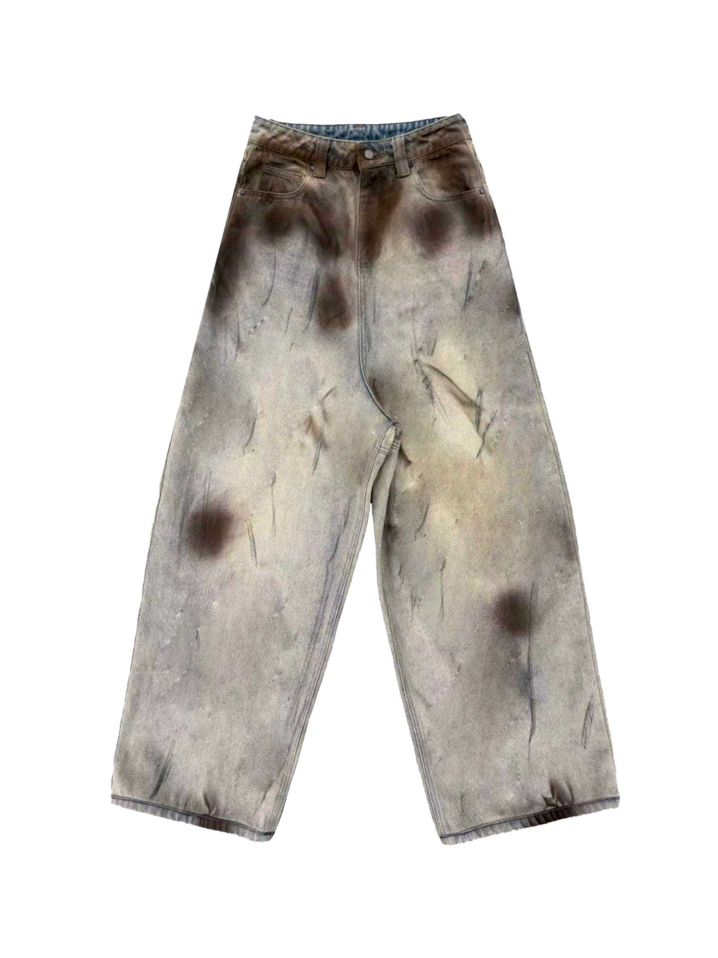 STAIN DYED TWILL COTTON JEANS