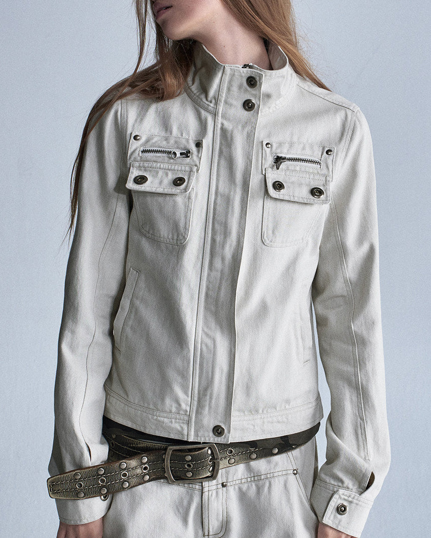FADED IVORY MULTI POCKET BLOUSON