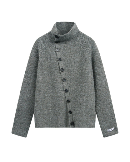 CROSSBODY KNIT STAND COLLAR CARDIGAN