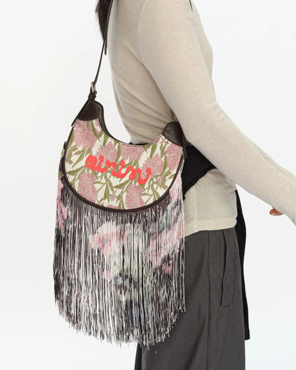 JACQUARD TASSEL MINI SADDLE BAG