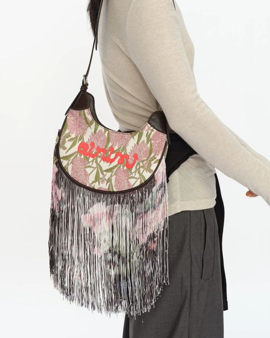 JACQUARD TASSEL MINI SADDLE BAG