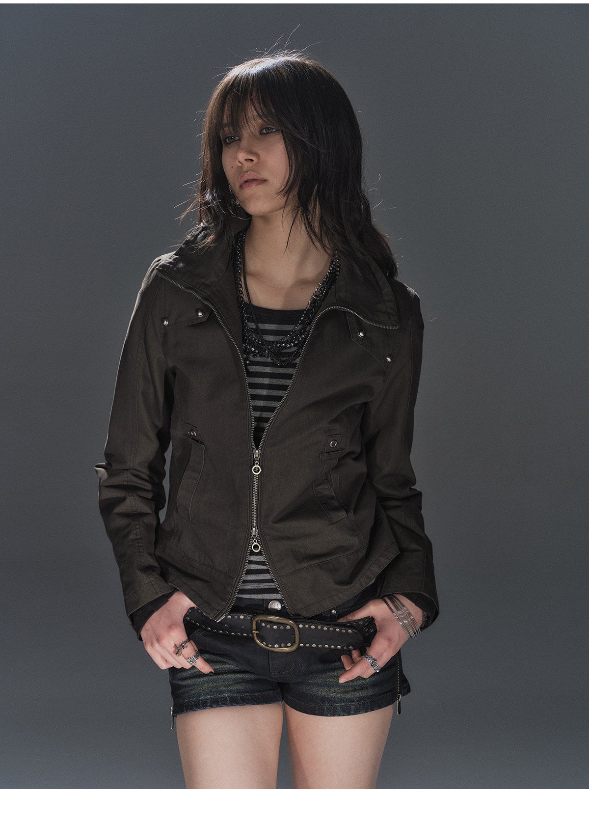 DARK METAL HARDWARE SLIM ZIP JACKET