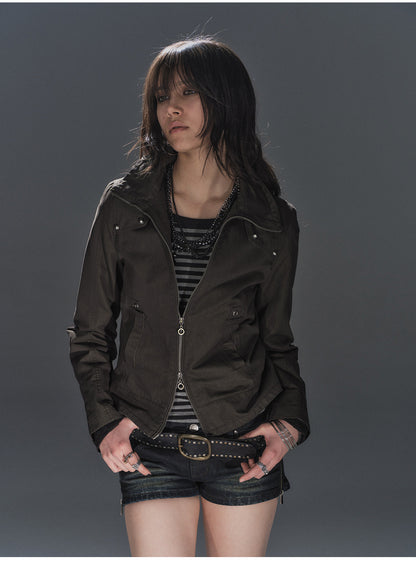 DARK METAL HARDWARE SLIM ZIP JACKET