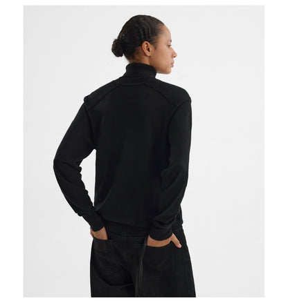 SCULPTURAL W NECK WOOL SWEATER