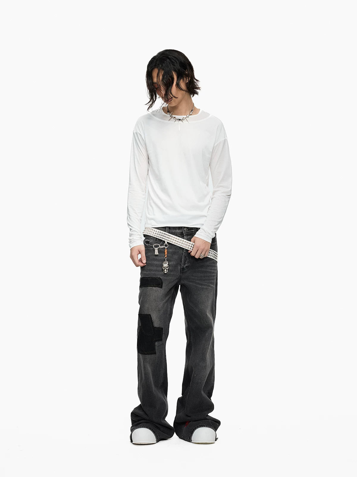 LAYERED STYLE SLIM FIT WHITE LONG SLEEVE
