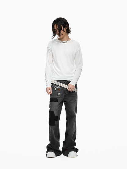 LAYERED STYLE SLIM FIT WHITE LONG SLEEVE