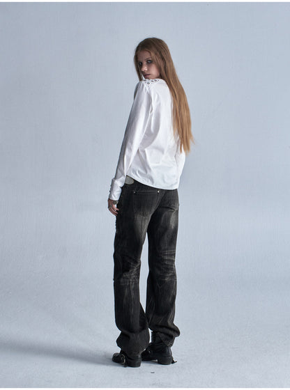 METAL STUD FITTED LONG SLEEVE