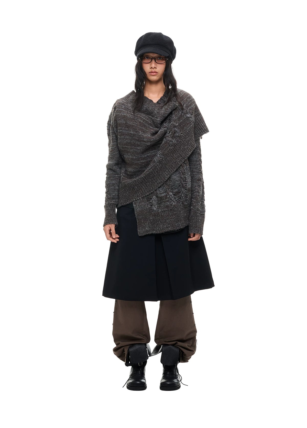 ASH DECONSTRUCTED LONG KNIT CARDIGAN