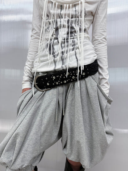 CRYSTAL BUCKLE BRAIDED BELT