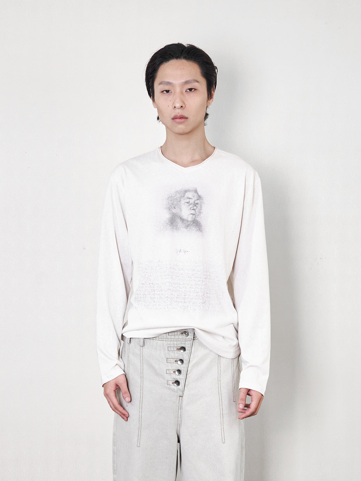 BRUSH-STROKE SHEER COTTON TEE
