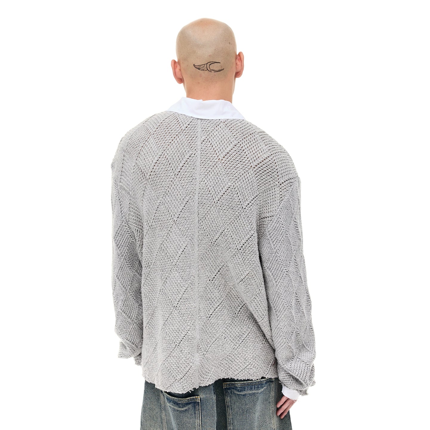 DIAMOND KNIT POLO SWEATER