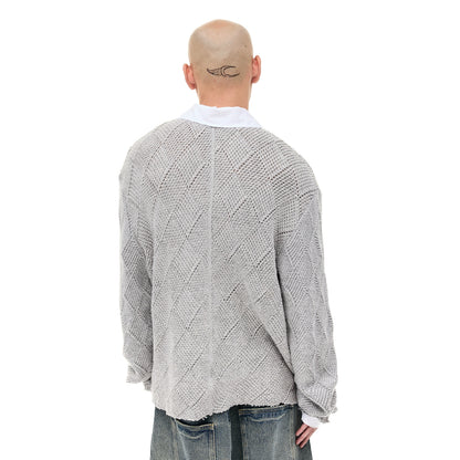 DIAMOND KNIT POLO SWEATER
