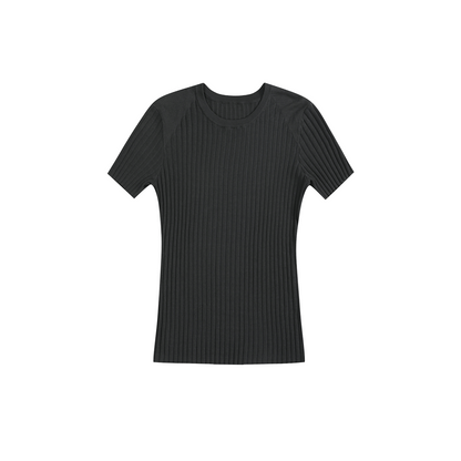 DEEP BLACK SLIM KNIT TOP