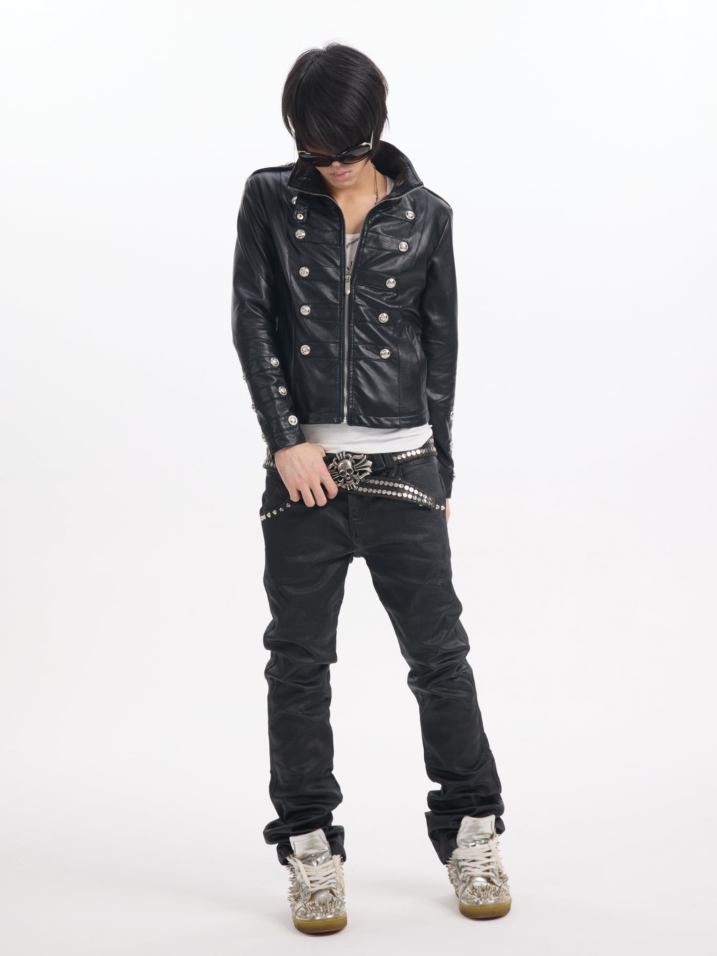 PALACE BUTTON CROPPED LEATHER JACKET