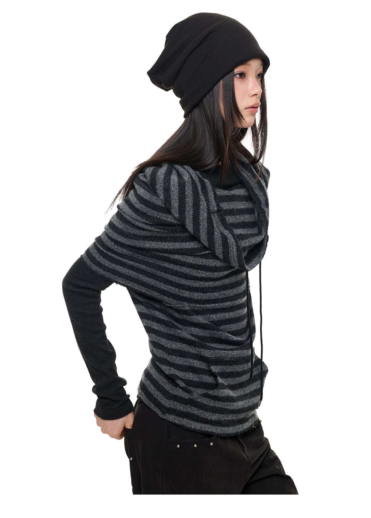 DOUBLE LAYER STRIPED COLLAR TWINSET