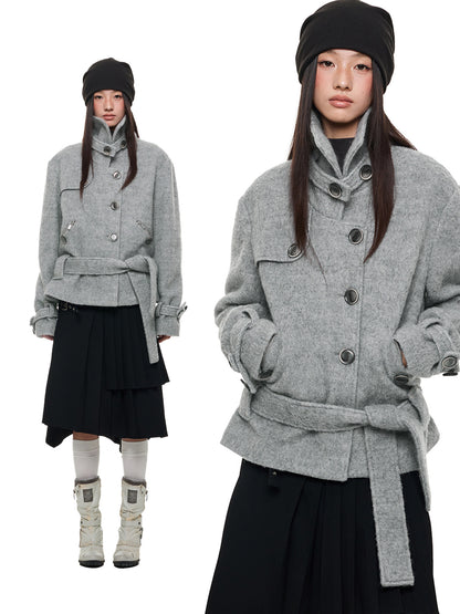 HEAVY WOOL HIGH COLLAR JACKET