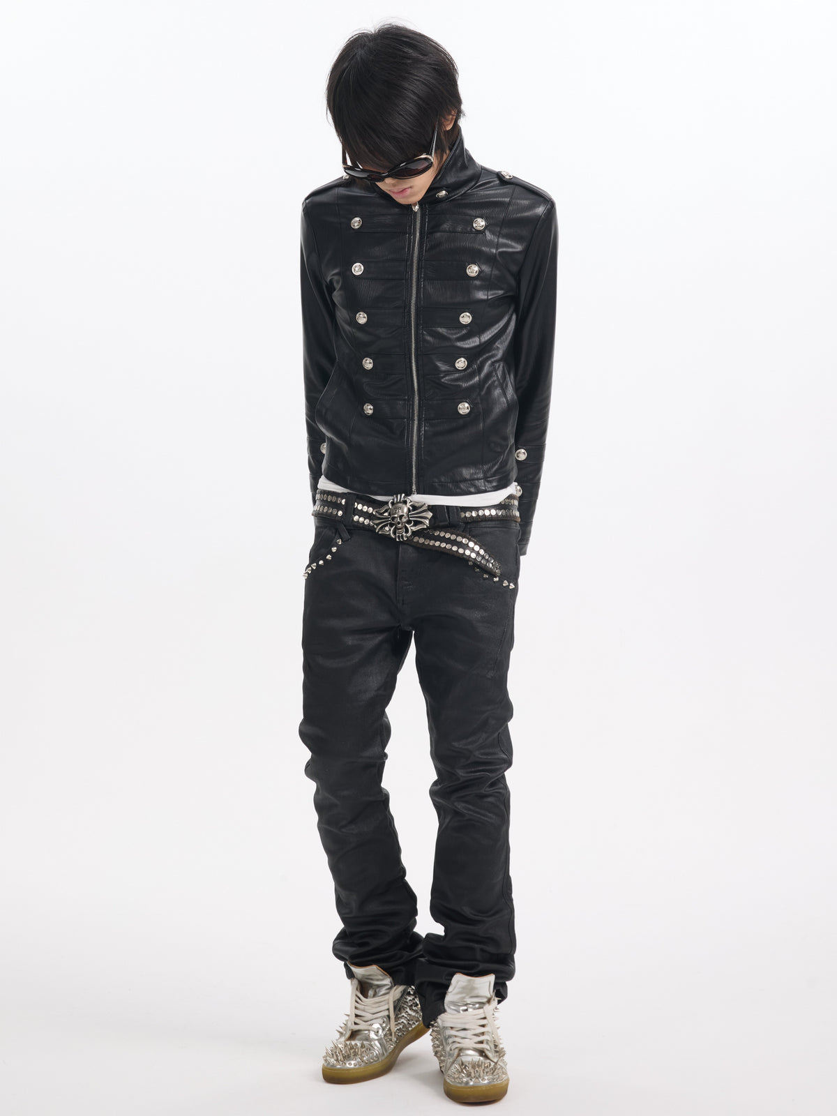 PALACE BUTTON CROPPED LEATHER JACKET