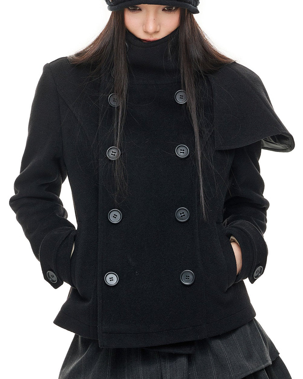 FRENCH ARCHIVE CROPPED WOOL CAPE