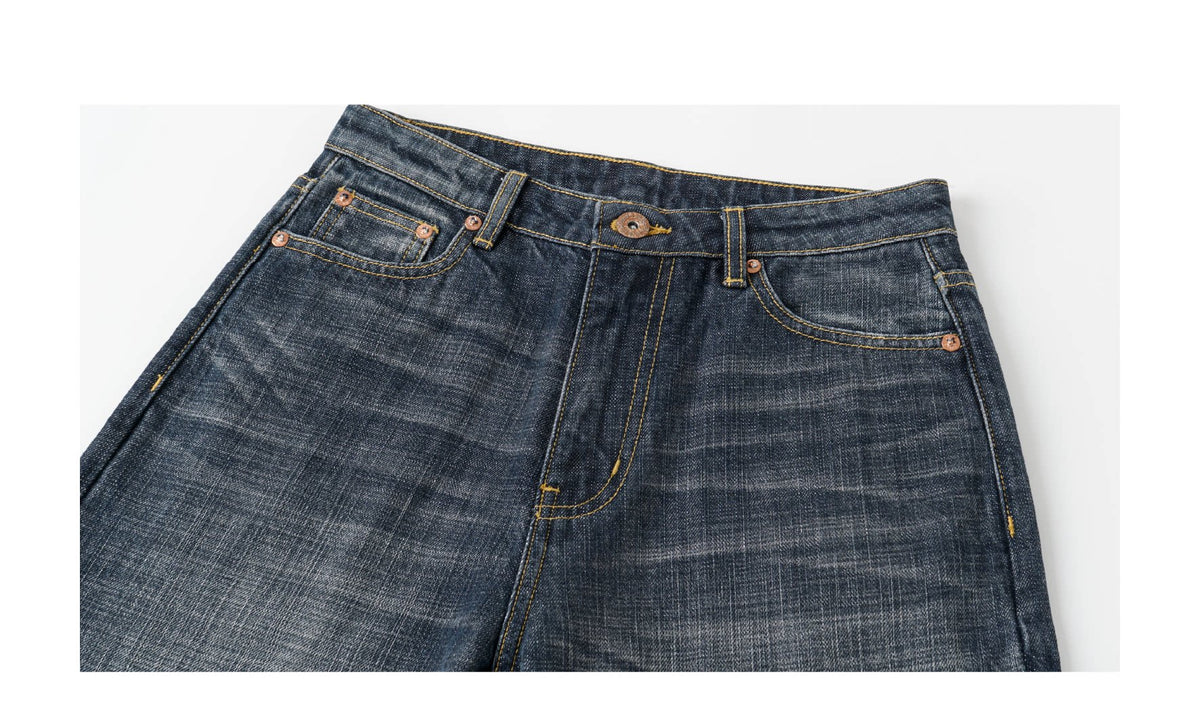 COARSE SLUB STRAIGHT LEG JEANS