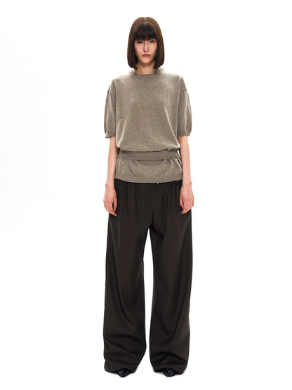 CAMEL FAKE LAYER WOOL TEE
