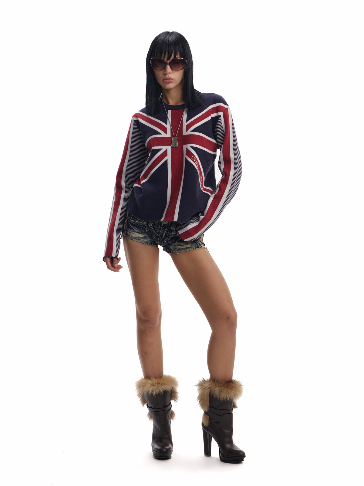 UNION RAG NAVY PATCHWORK SWEATER