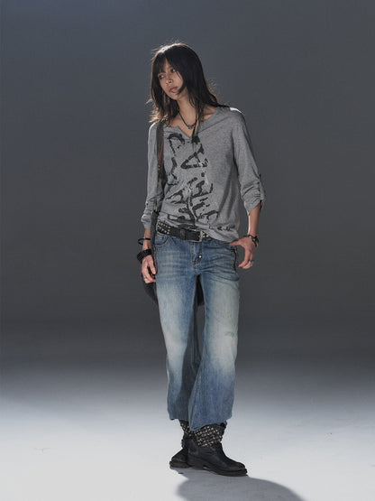 ZIP POCKET LOW RISE DENIM