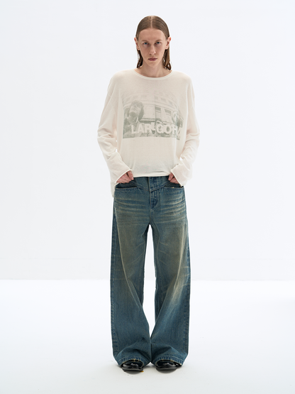 NOSTALGIC BLUE WARP ROLL JEANS