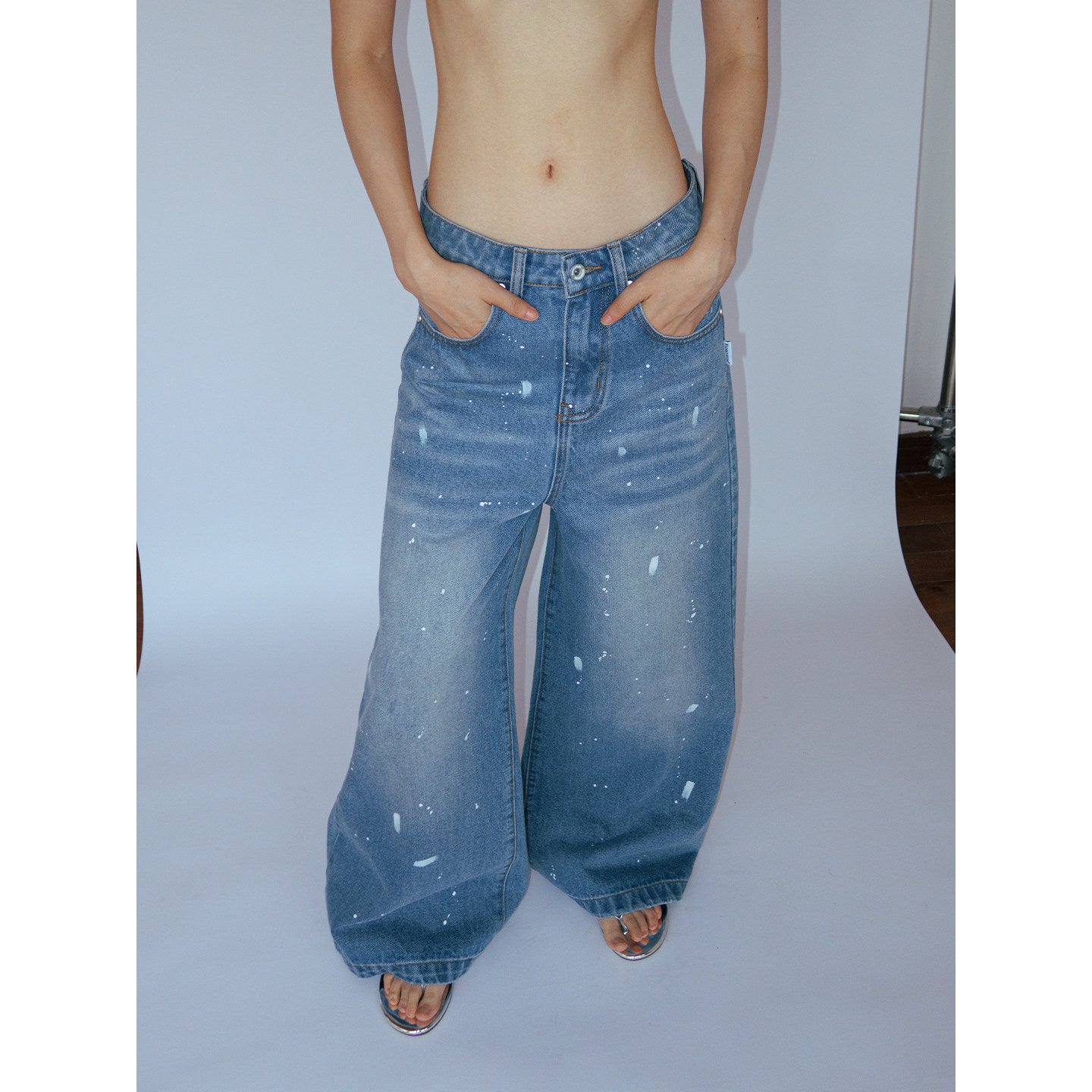 INK-STAINED SILHOUETTE FADED BLUE DENIM