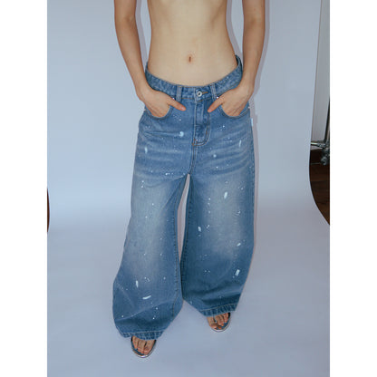 INK-STAINED SILHOUETTE FADED BLUE DENIM