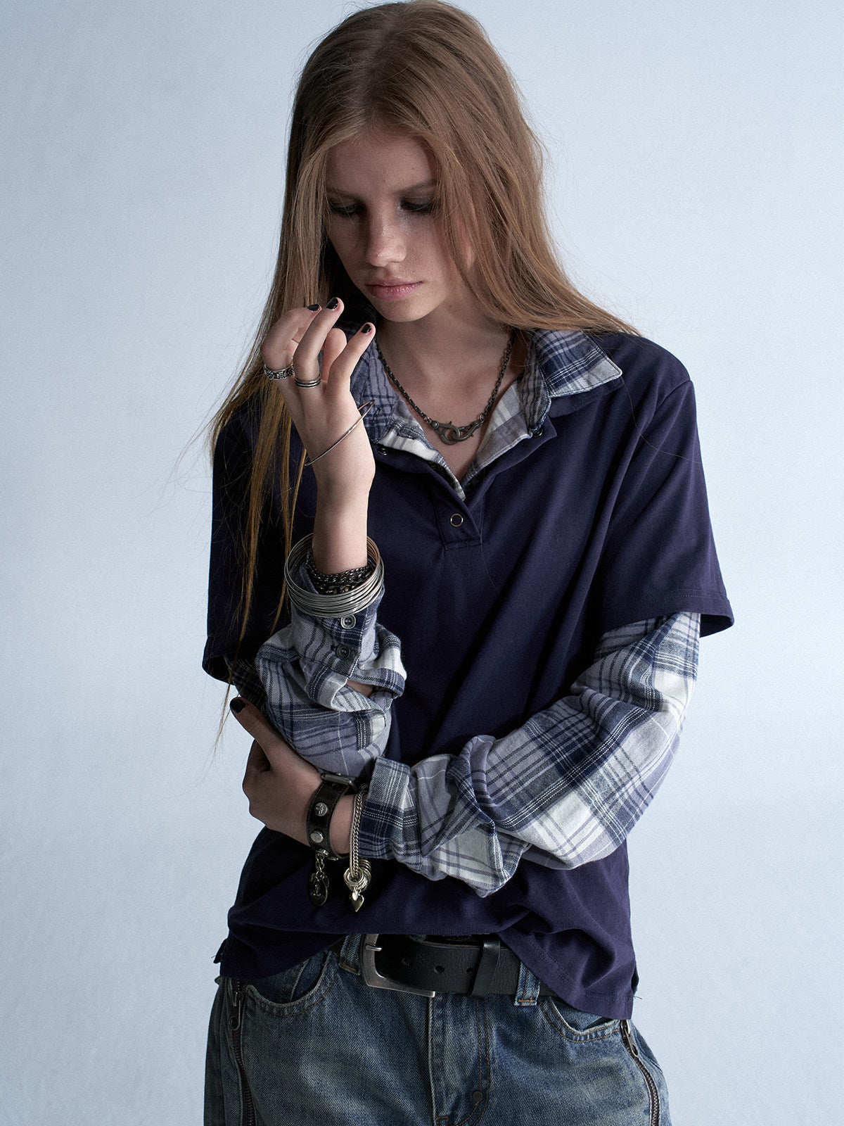 FAUX LAYERED VINTAGE LONG SLEEVE