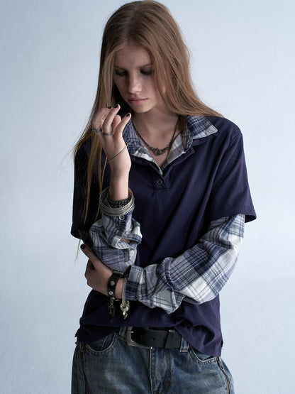 FAUX LAYERED VINTAGE LONG SLEEVE