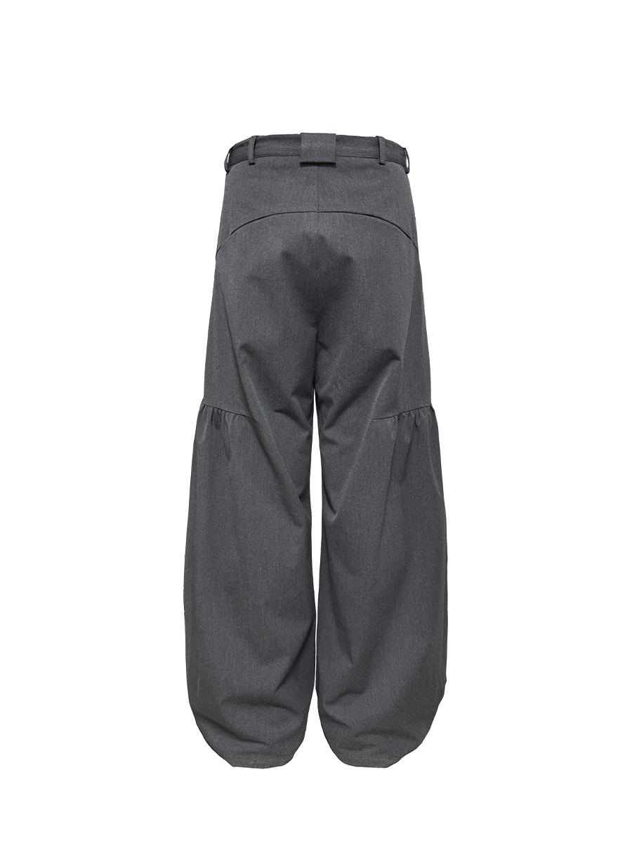 WOOL-BLEND SIDE PLEAT TAILORED PANTS