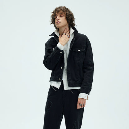 HEAVY WASH DISTRESSED DENIM JACKET