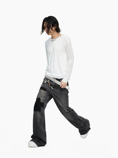 LAYERED STYLE SLIM FIT WHITE LONG SLEEVE