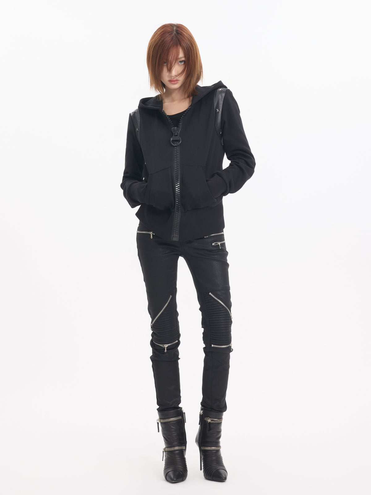 STAR STUD SLIM ZIP HOODIE