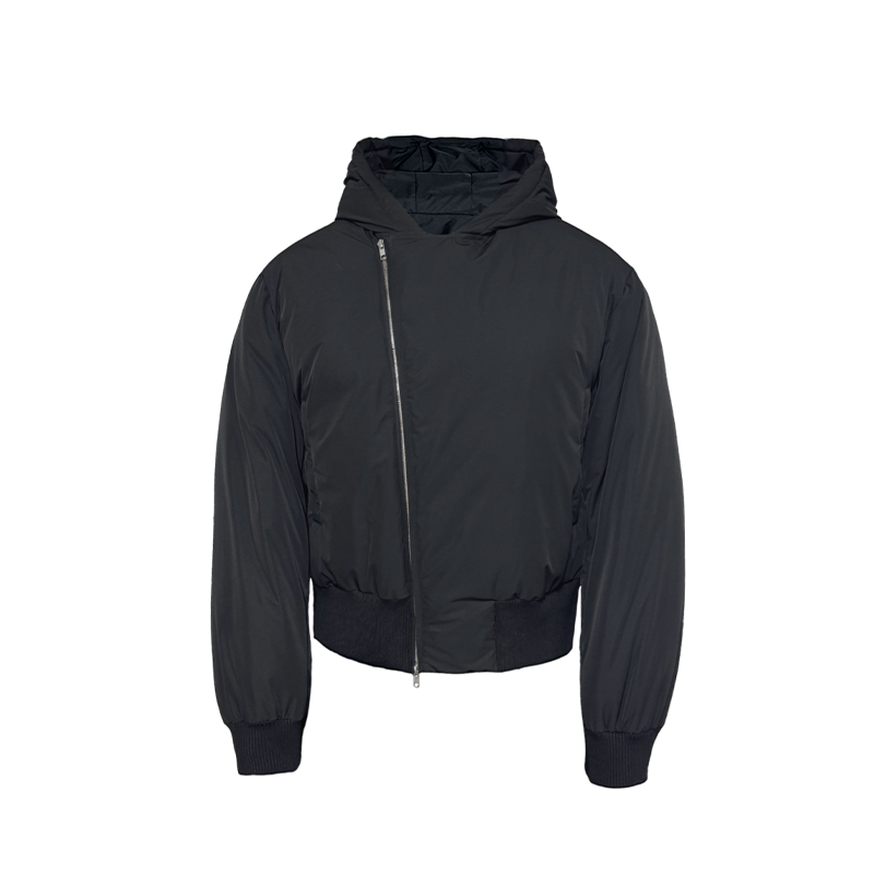 FLEECE GALL FABRIC CROPPED DOWN JACKET