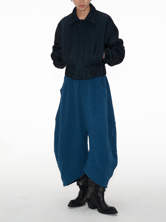 LOW CROTCH JACQUARD CROPPED FLOWER PANTS