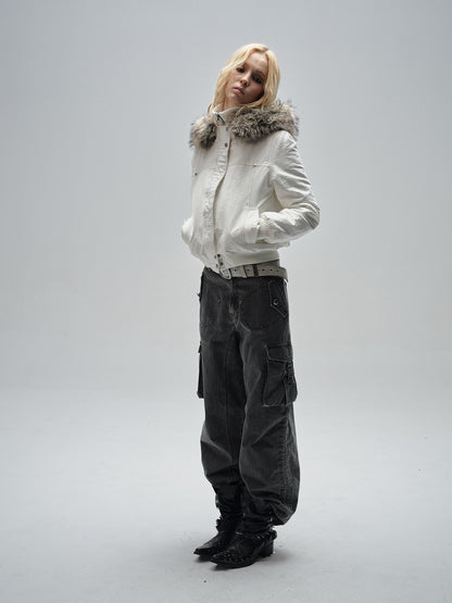 DRAWSTRING PLEATED WIDE LEG CARGOS