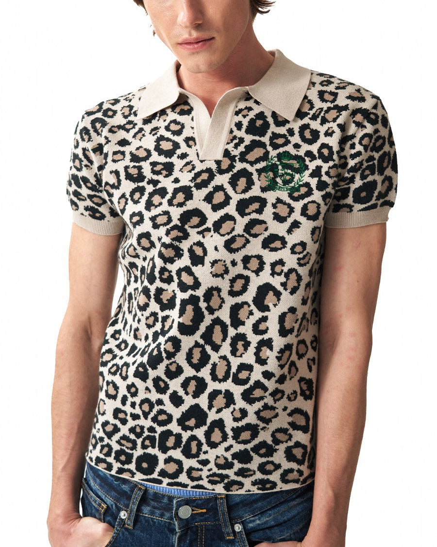 Y2K LEOPARD SHORT SLEEVE POLO
