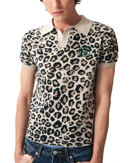 Y2K LEOPARD SHORT SLEEVE POLO