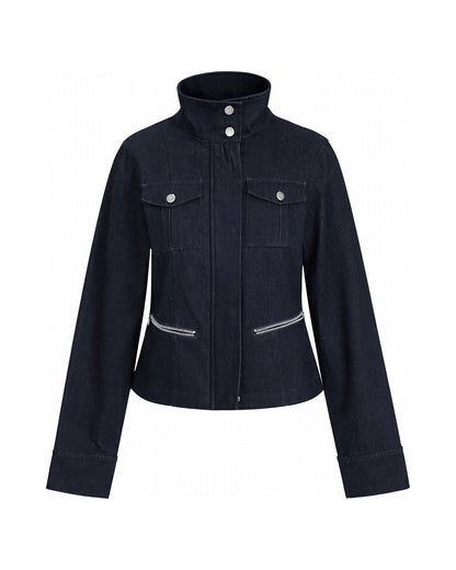 OXIDIZED STAND COLLAR DENIM JACKET