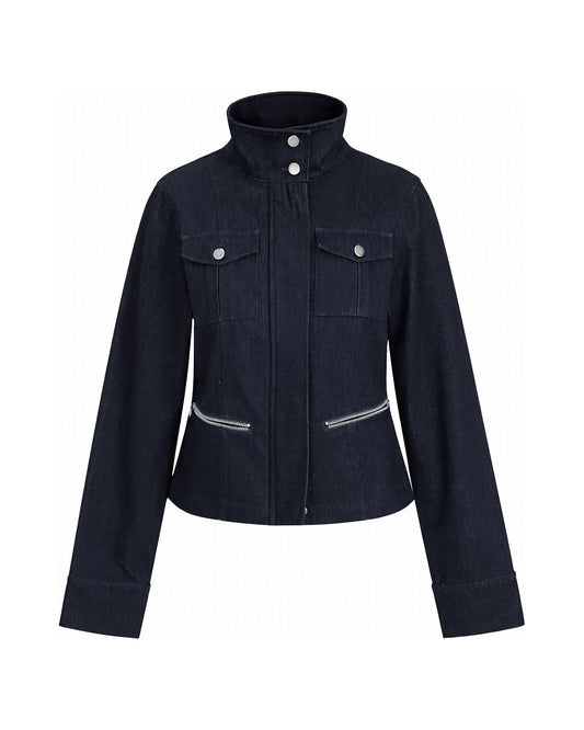 OXIDIZED STAND COLLAR DENIM JACKET