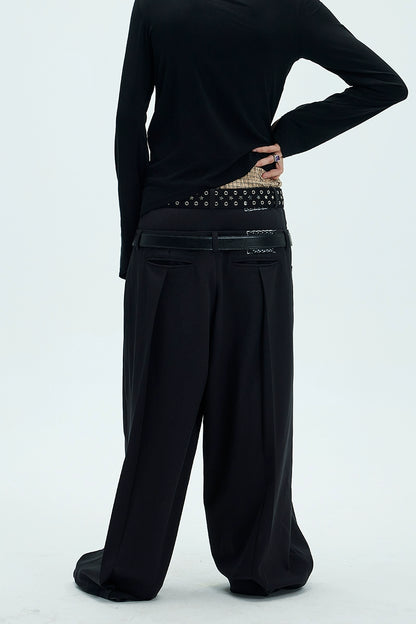 DRAPED LAYERED WAIST TROUSERS