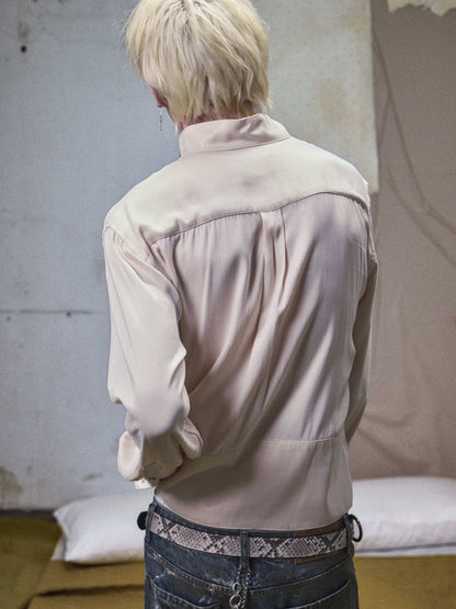 VICTORIAN COURT PLEATED CUPRO SHIRT