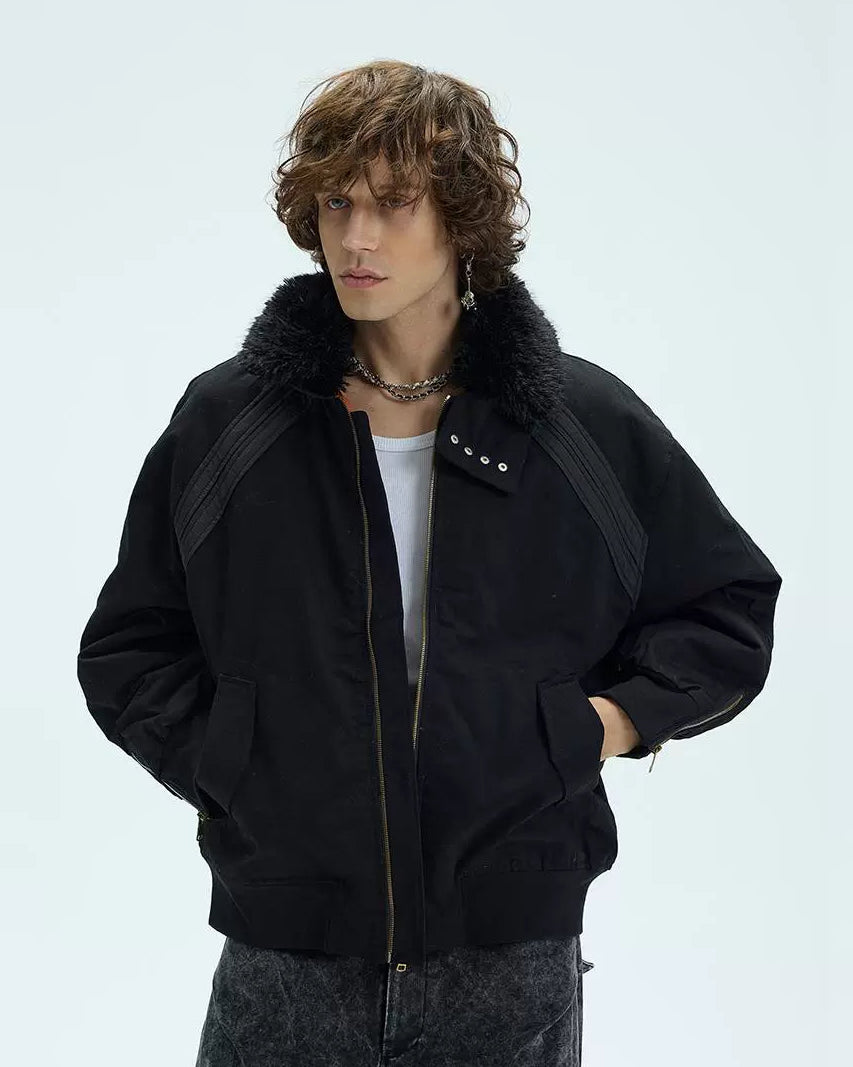 FUR COLLAR BOMBER JACKET