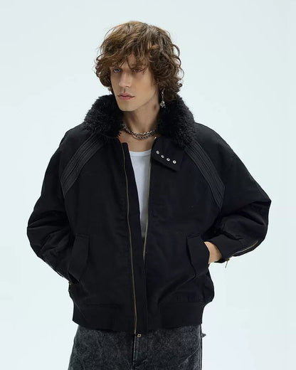 FUR COLLAR BOMBER JACKET