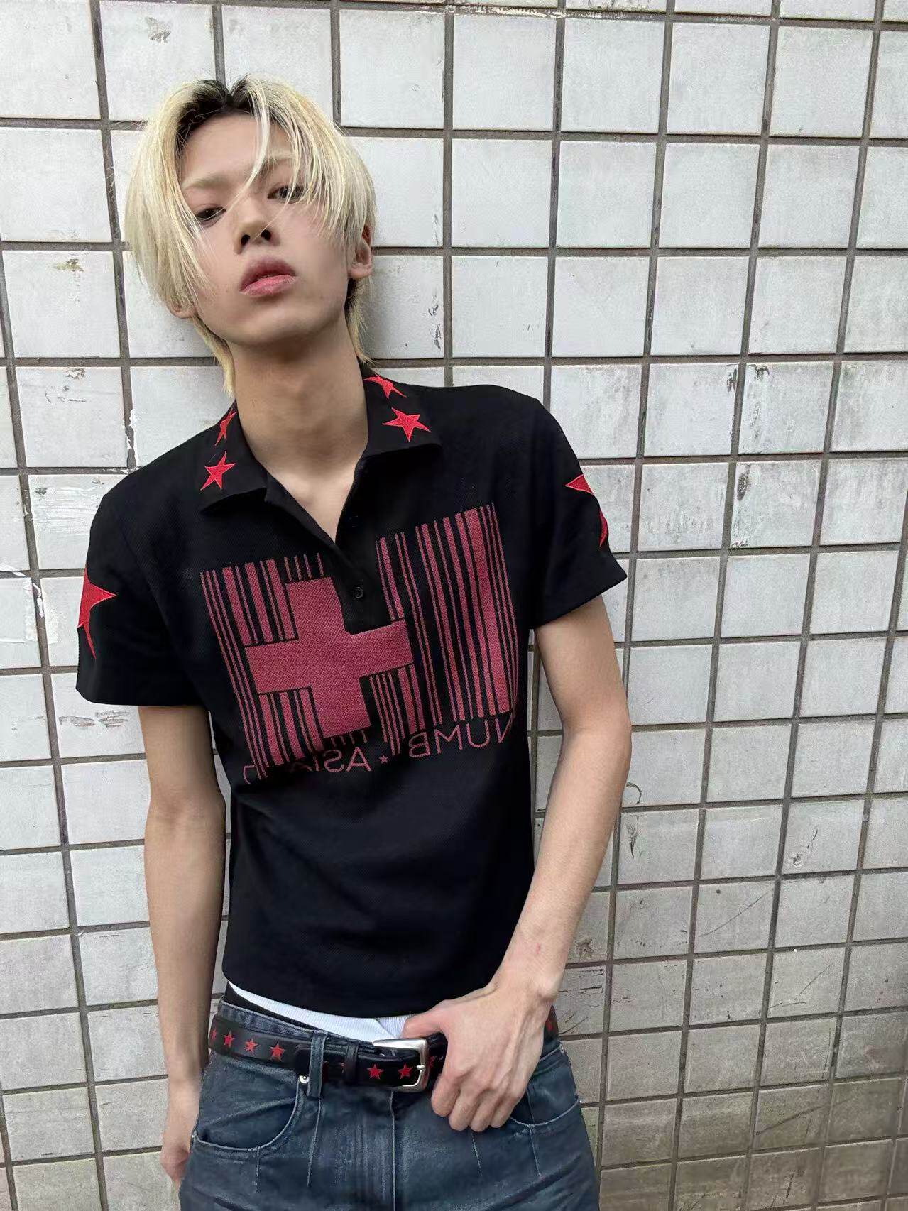 FLAG STAR EMBROIDERED POLO
