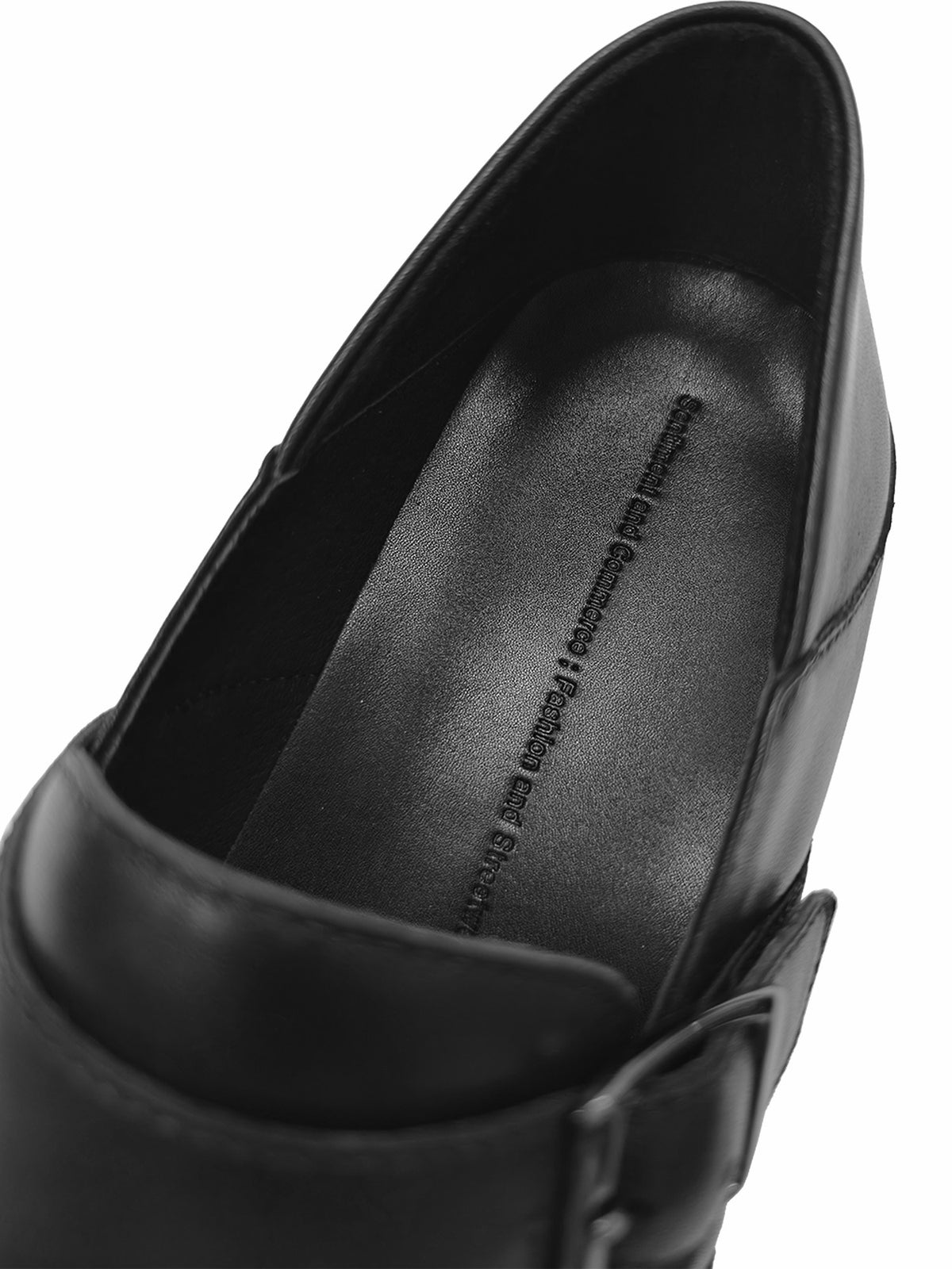 SQUARE TOE CALFSKIN BUCKLE LOAFERS